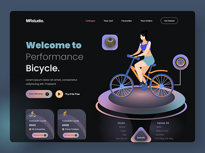 Bicycle Store Website bicycle bike cycling design home page interface landing landing page online store onlineshop purple rider store track ui web webdesign website website design