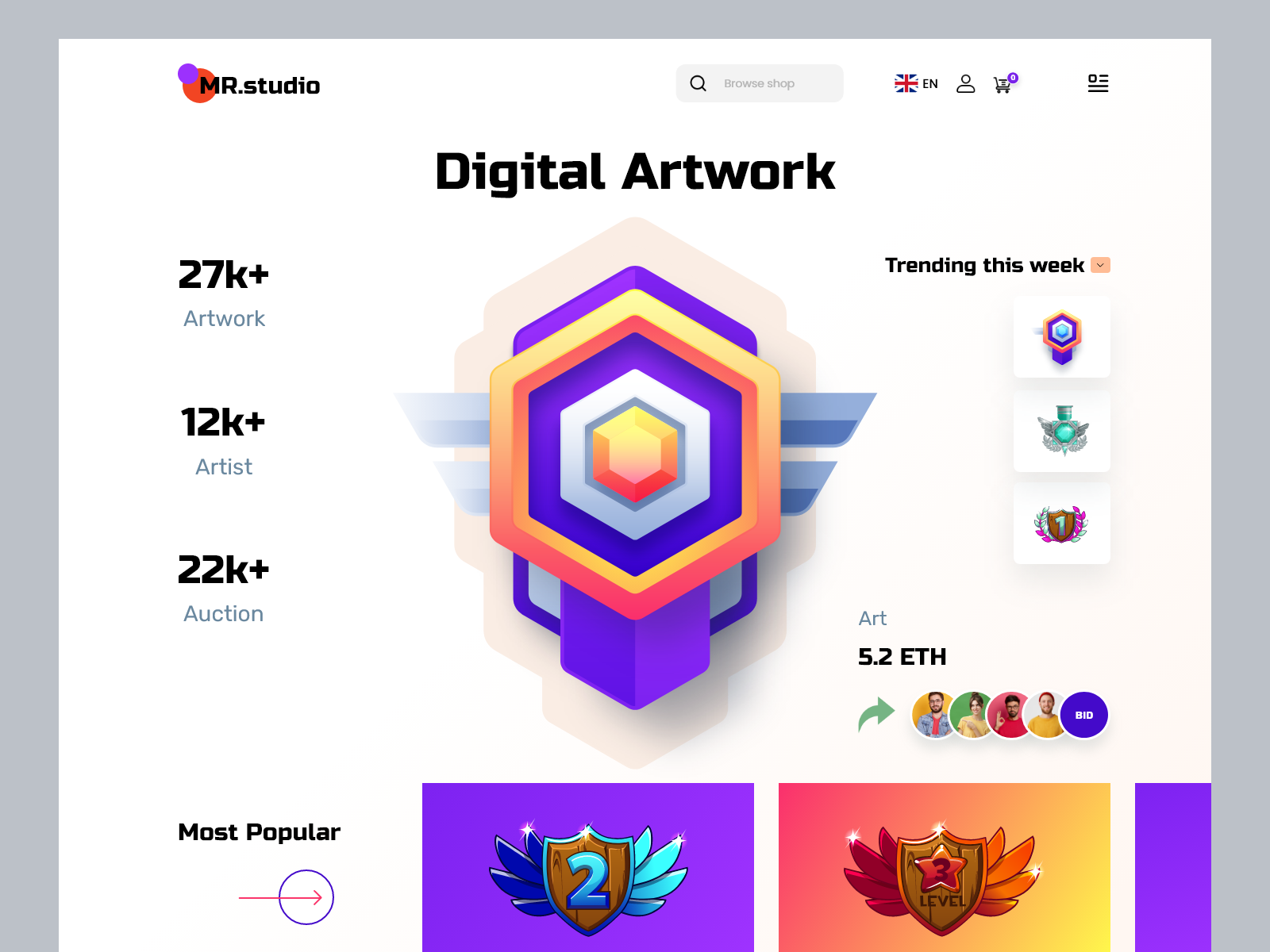 Digital Artwork NFT Marketplace site by Masud Rana on Dribbble