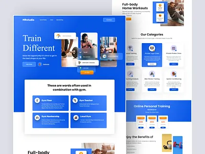 Fitness & Workout Landing Page cardio design exercise fitness gym health healthy landing page muscle sport ui workout yoga