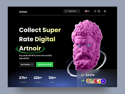 NFTs Marketplace Website bitcoin cryptoart design ethereum home page landing page marketplace nft nft art token web design website website design
