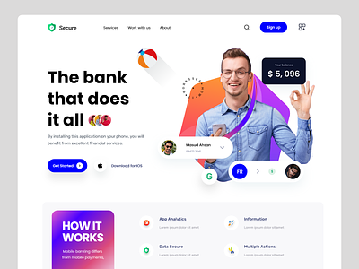 Mobile Banking Landing Page bank banking app crypto design finance financial fintech home page interface invest landing page web website design