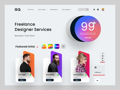 Freelance Designer Portfolio app designer artist available creative design designer freelance freelancer hire home office home page interface landing page nft art nft designer remote ui designer ux designer web designer website design