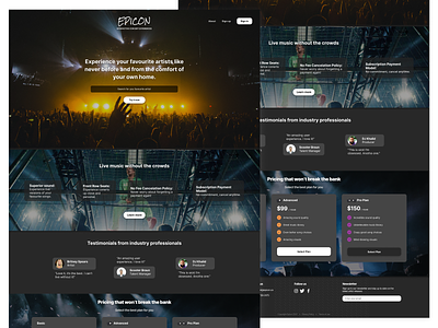 Live Music Service Landing Page app design mockup ui ux ux design uxdesign webdesign website