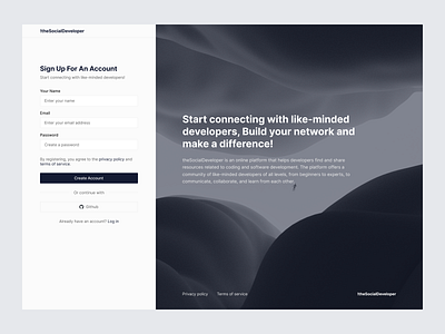 TheSocialDeveloper - Sign up dailyui001 design sign up ui website