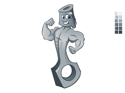 Steel Piston Character Illustration for Calendar