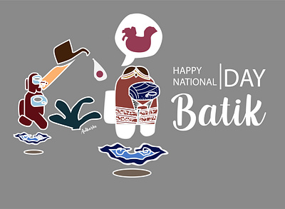 Among Us Batik Day among us art batik batik day branding design flat illustration indonesia indonesia designer traditional vector