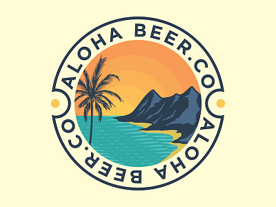 Aloha Beer.co aloha badge beer brewery hawaii label logo tropical island vintage