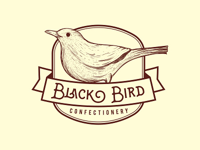 Black Bird Confectionery Logo Badge badge black bird classic hand drawn logo vintage