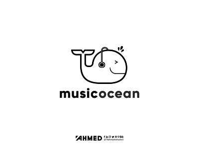 Whale Logo - Concept Design brand branding business logo concept logo design draw flat graphic design icon illustration illustrator logo logo mark minimalist music music logo ui vector whale logo