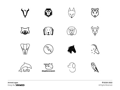 Minimalist Animal Logos animal logo archive brand design brand mark branding design draw flat graphic design illustration illustrator logo logo mark logofolio logos minimalist logo monogram symbol tiger logo vector