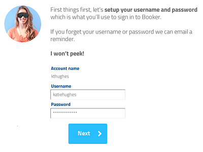 Don't peek! design field form fun human onboarding password walkthrough