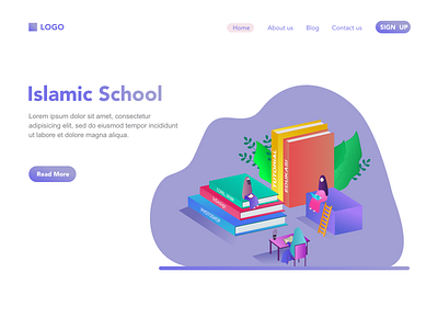 Islamic school design designer flat illustration ilustrator isometric illustration ui vector web website