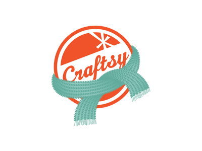 Winter logo craftsy knitting logo red scarf turquoise winter