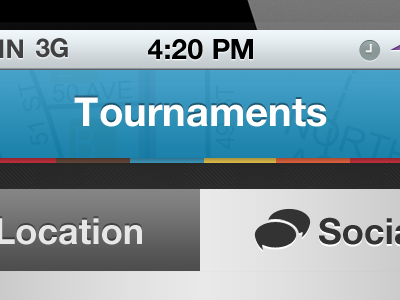 Tournaments Social Screen blue colorful ios iphone location mobile social