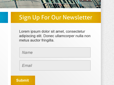 Sign Up email form newsletter orange photoshop web design website