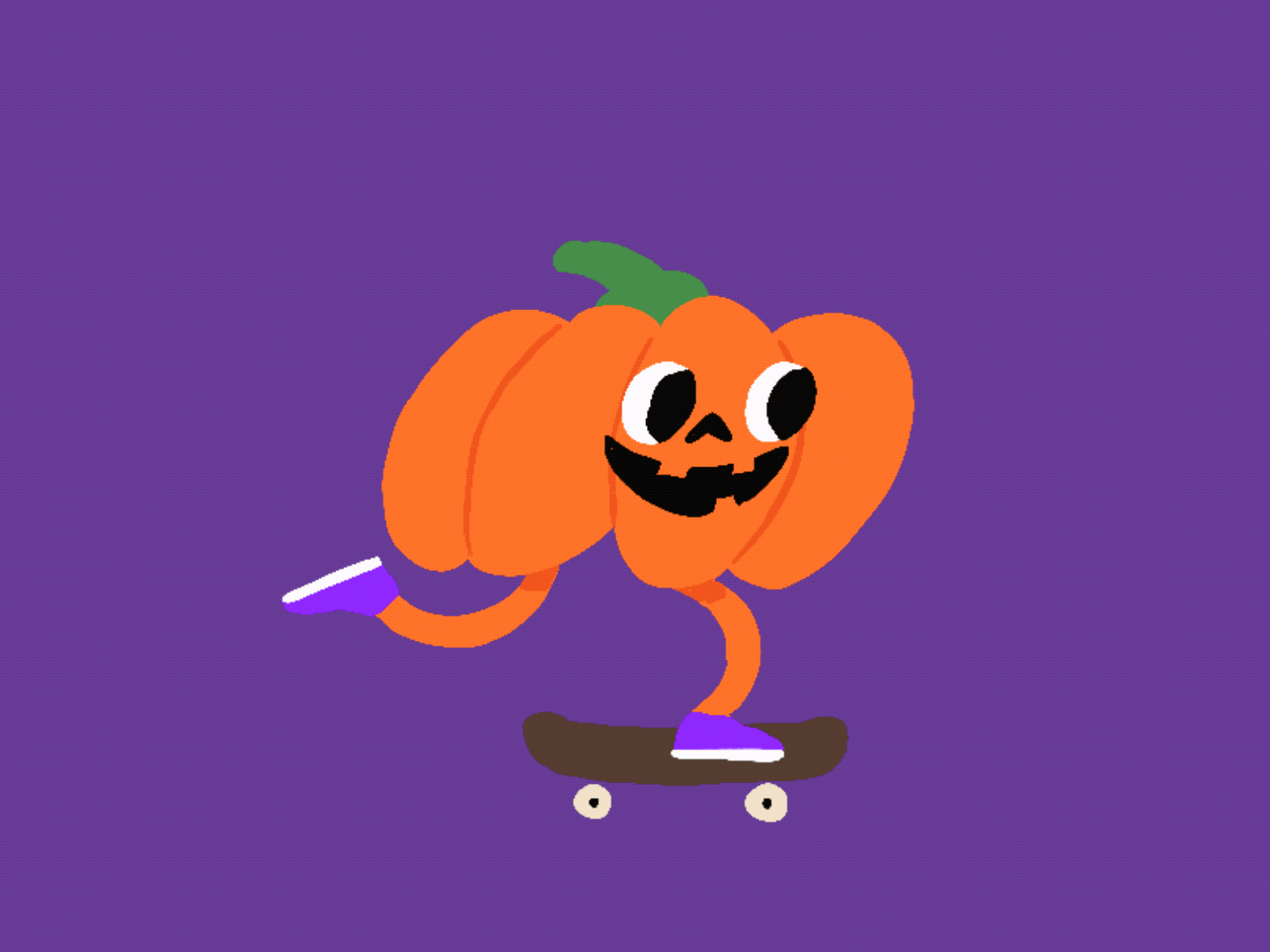 Skate pumpkin animation autumn cartoon character fall gif halloween mishax october procreate pumpkin skateboarding sticker stickers