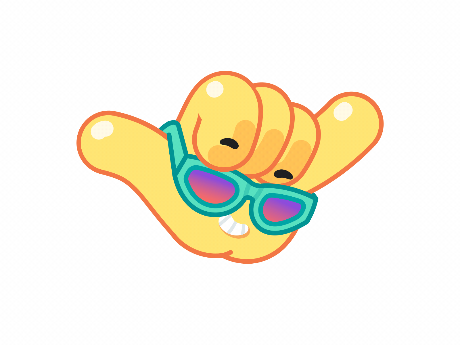 Shaka aloha animation cartoon character chill emotions hand hang loose mishax rad shaka stickers telegram