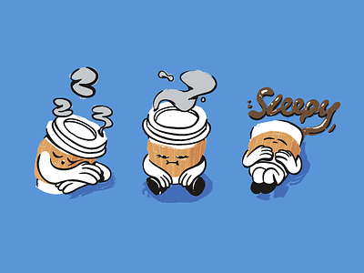 Sleepy cup caffeine cappuccino character coffee cup illustration latte mishax procreate sleep sleepy zzz