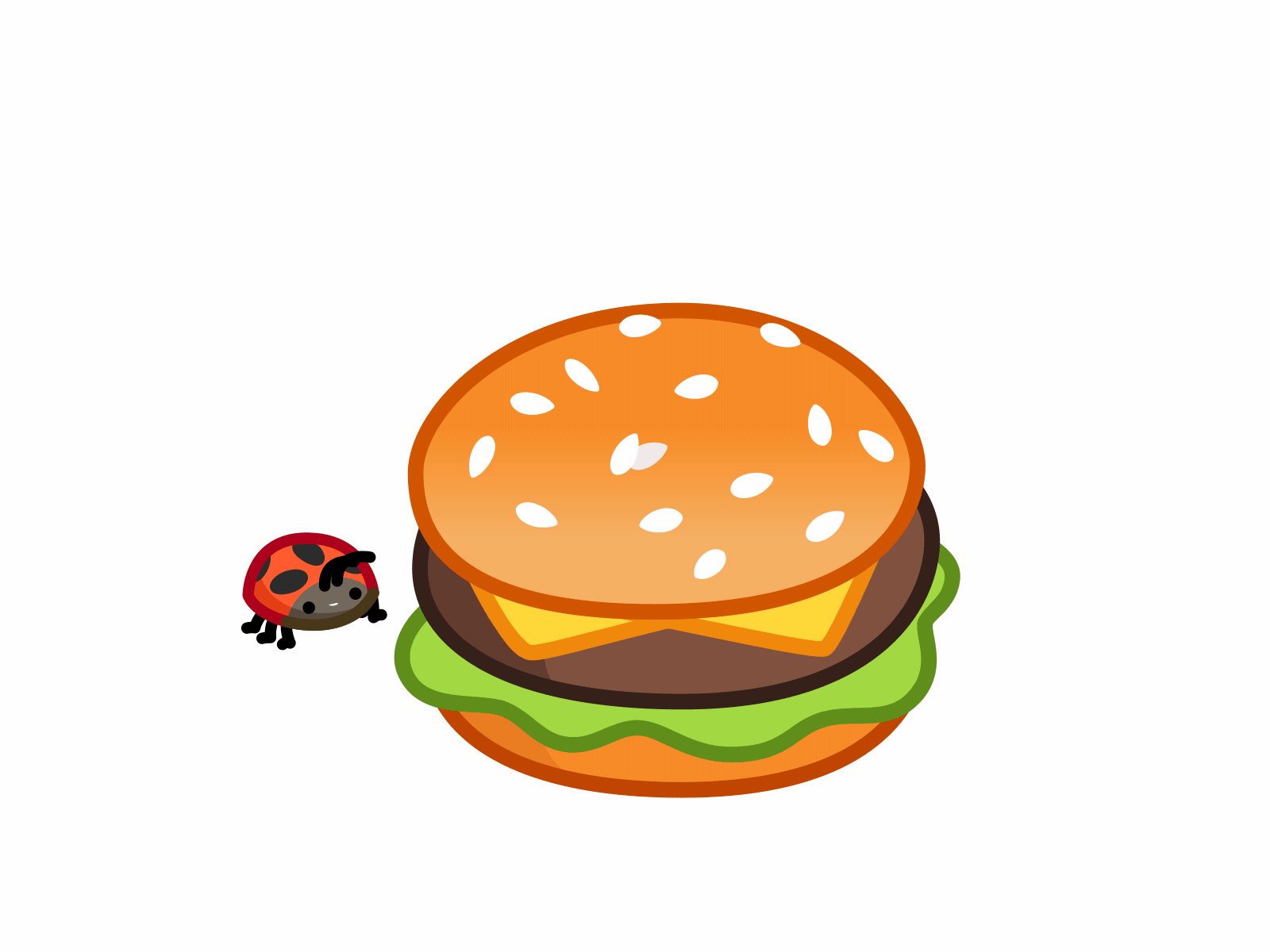Nom | work in progress burger character eat ladybug mishax nom sticker stickers telegram wip