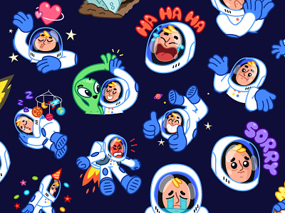 Astro Nate alien animation astronaut cartoon character cosmonaut illustration mishax space spaceman stickerpack stickers telegram vector