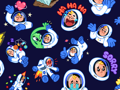Astro Nate alien animation astronaut cartoon character cosmonaut illustration mishax space spaceman stickerpack stickers telegram vector