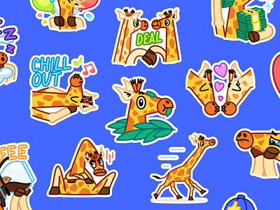 Spotty the Giraffe for Telegram aniamal animals cartoon character giraffe illustration mishax stickerpack stickers telegram vector