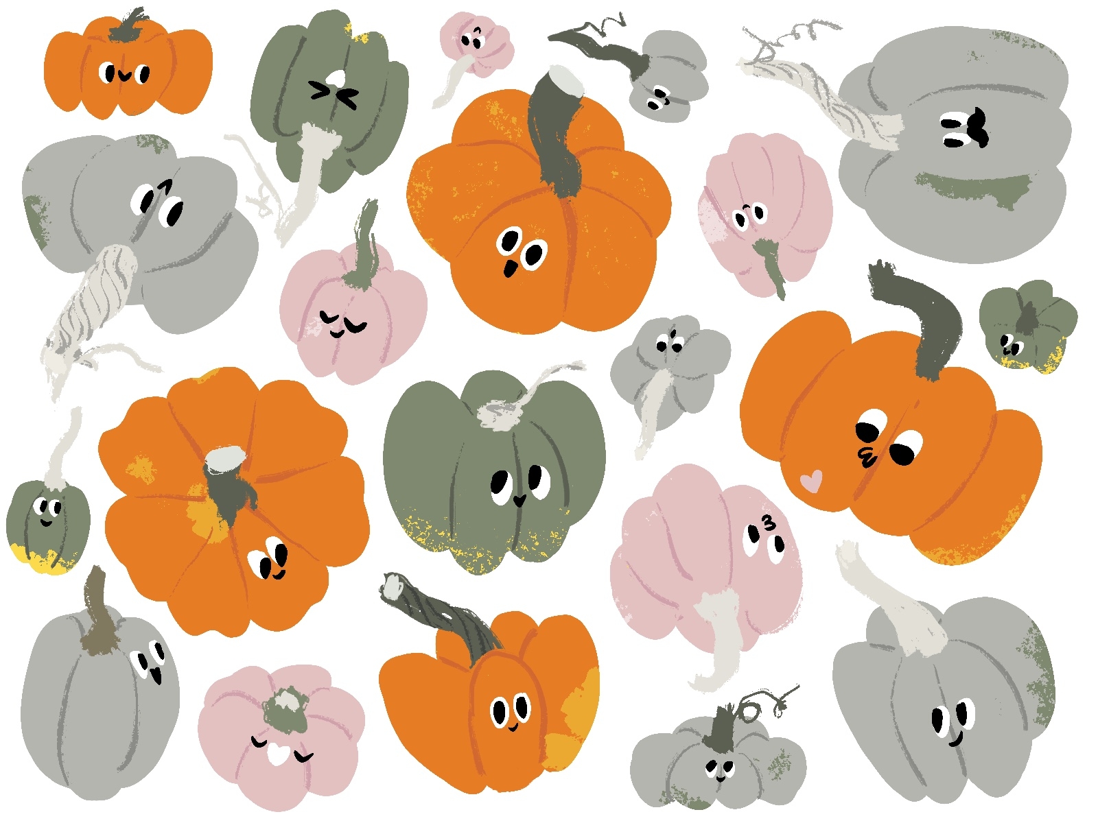 12. Pumpkins fall autumn halloween pattern cartoon illustration mishax pumpkins pumpkin