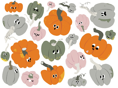 12. Pumpkins autumn cartoon fall halloween illustration mishax pattern pumpkin pumpkins
