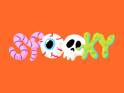 22. Spooky cartoon eye halloween inktober liquid mishax scary skull spooky text worm