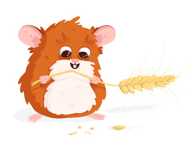 Hamster cartoon character hamster happy lunch teeth vector