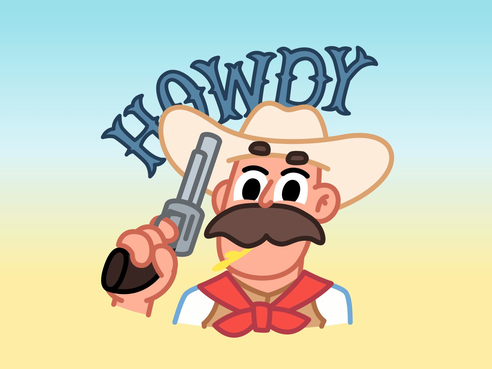 Howdy 🤠 character cowboy gun heart howdy love mishax moustache sticker stickerpack stickers texas western wildwest