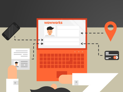 Wowworks illustrations flat profile registration table web work