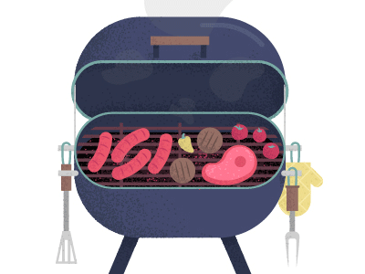 Bbq barbecue bbq embers grill meat sausages smoke vector vegetables