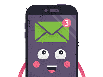 Phone character cellular character emotions happy icon illustration mail message mishax mishaxgraphic phone smile