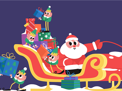 Santa is coming! cartoon christmas claus deer elf gifts mishax new santa sleigh vector year