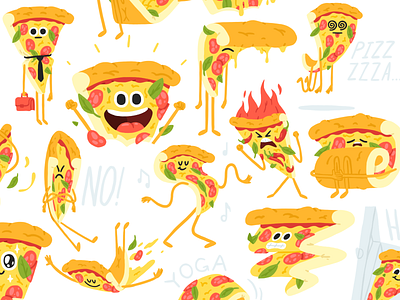 Pizza stickers cartoon character mishax mishaxgraphic pizza box procreate stickers telegram
