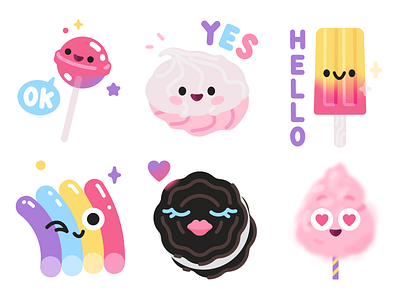 Sweet candy cookie cotton candy cute icecream lollypop marshmallow stickers sweet