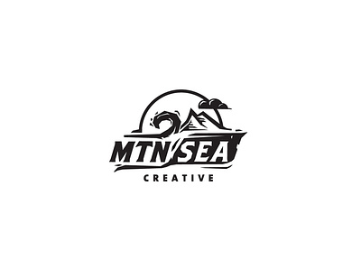 Mountain Sea Hokkaido design flat logo minimal typography vector
