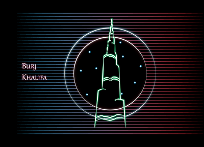 Neon Art (Burj Khalifa) adobe burjkhalifa design graphic design illustration illustrator neon skyscrapper