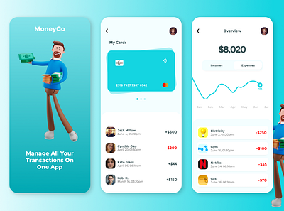 MoneyGo app concep design fintech onboarding ui ux