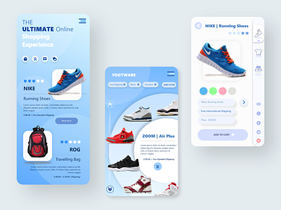 Sportswear Commercial app UI design.