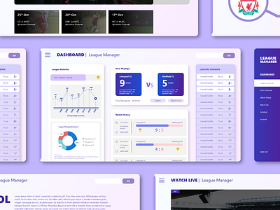 Sports league management dashboard UI