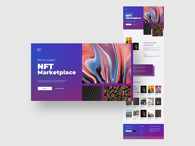 NFT Marketplace Website Landing Page UI design illustration typography ui ux web website