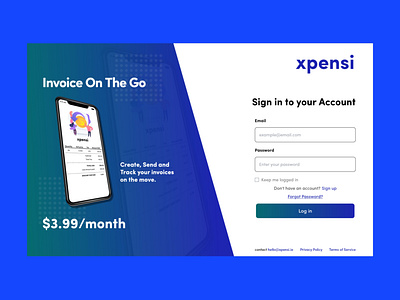 Xpensi Sign in page branding design ui uidesign ux web