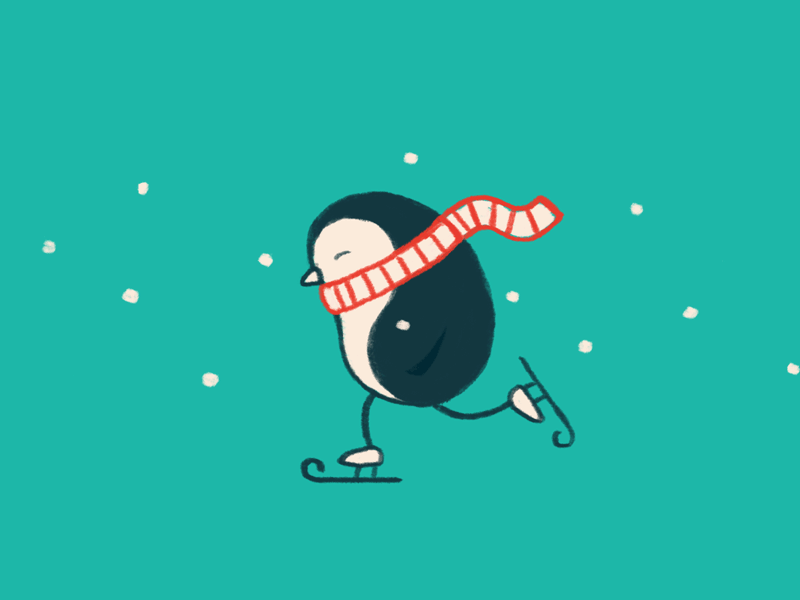 Wobbly little penguin out for a skate