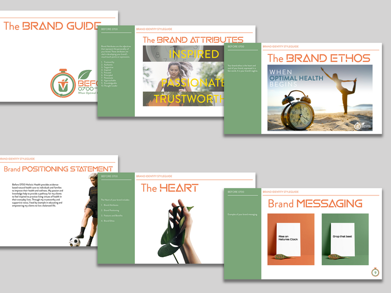 Brand Guide: Before 0700 Holistic Health brand development brand identity brand strategy branding design graphic design illustration logo vector