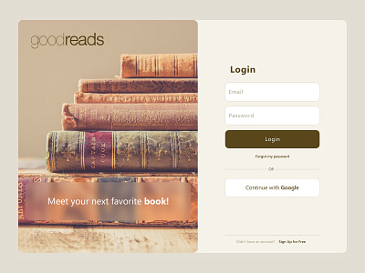 Goodreads📚 design login minimal ui ux web