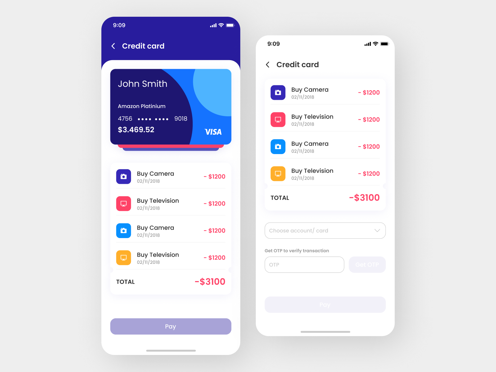 Credit Card App Design by ayesha on Dribbble