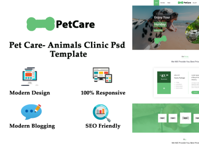 Petcare - Petcare Animal Clinic Landing Page PSD Template