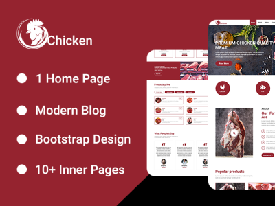 Chicken Landing Page PSD Template chicken logo landing page psd flyer